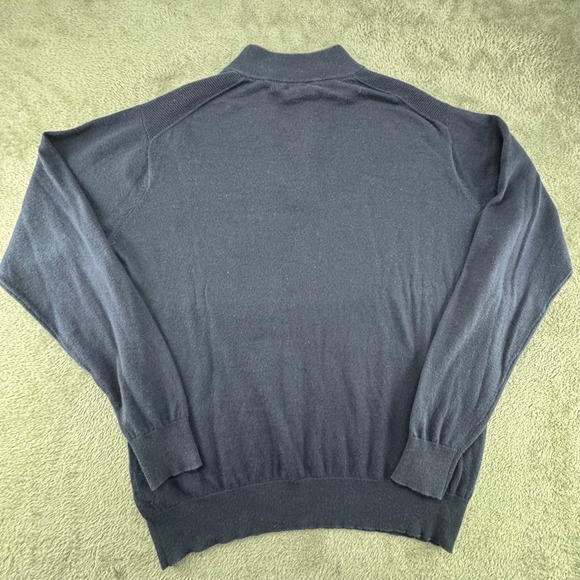 Peter Millar Mens Navy‎ Quarter Zip Pullover Sweater XL Merino Wool Cotton Blend - Picture 2 of 8